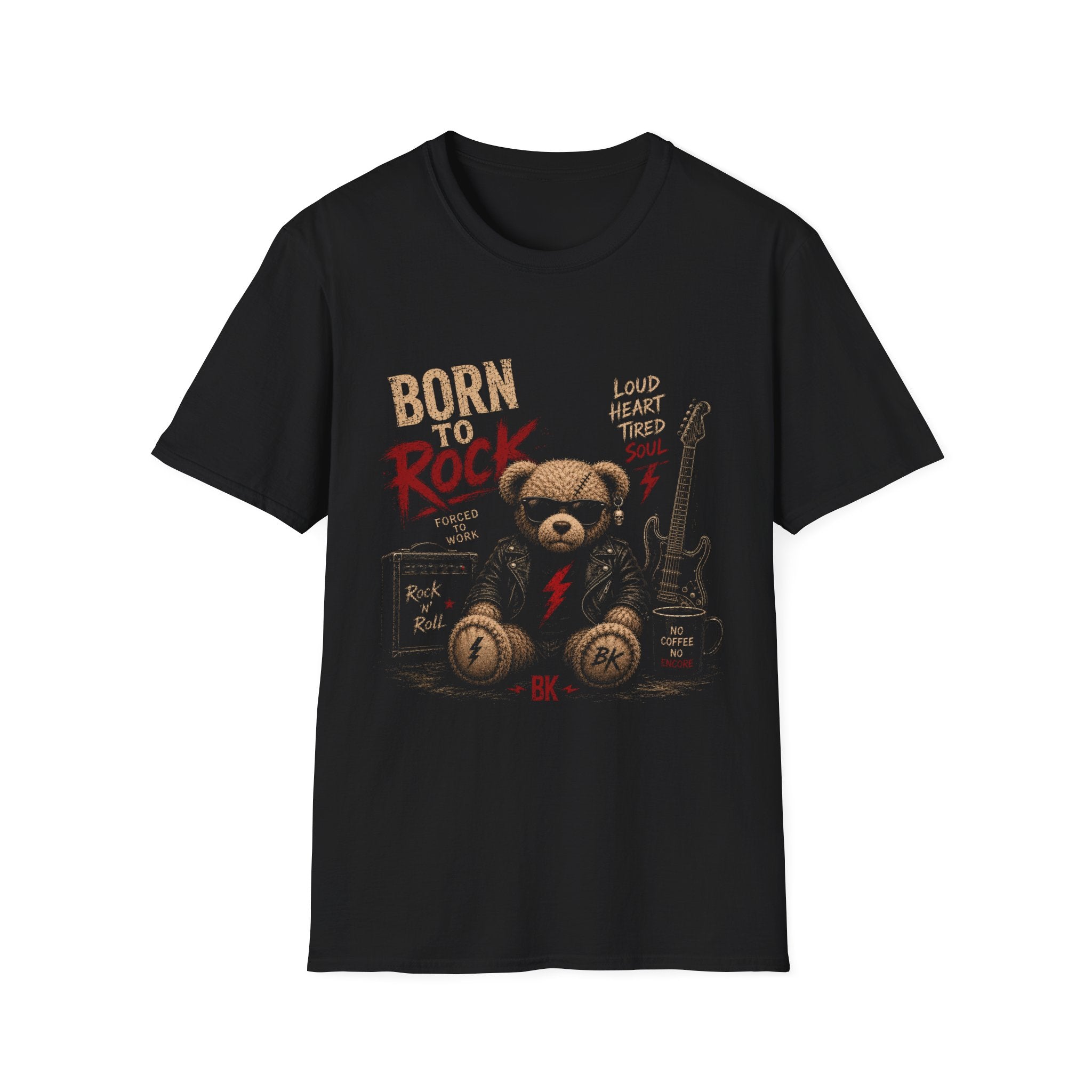 Born to Rock Teddy Bear T-Shirt | Vintage Guitar Punk Tee