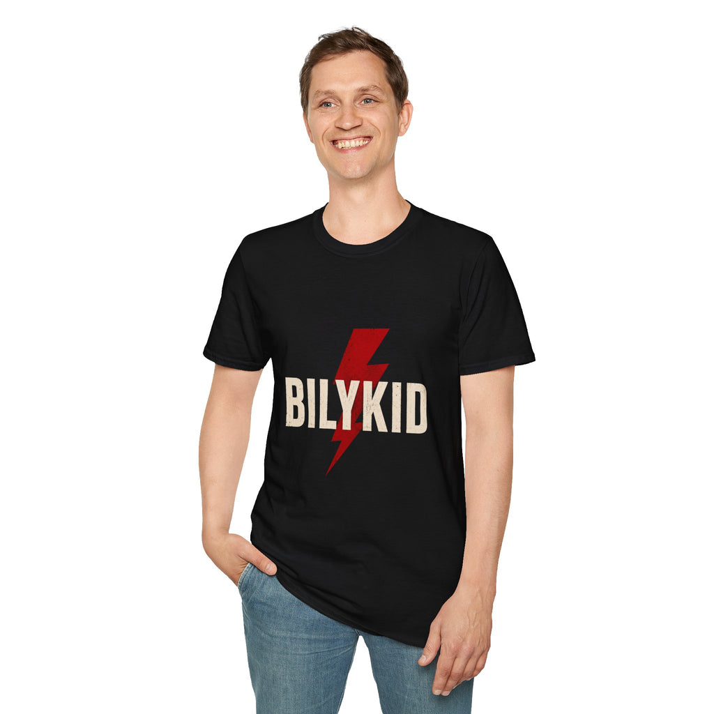 BILYKID Lightning Logo T-Shirt | Vintage Rock Graphic Tee | Minimalist Unisex Black Shirt