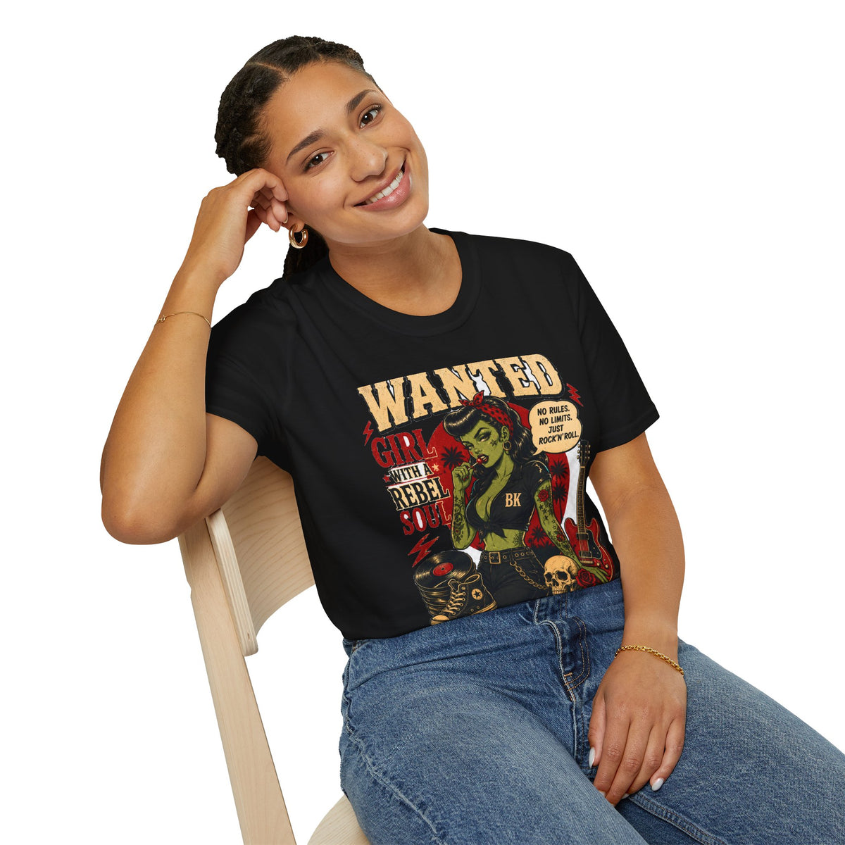 Wanted Girl Rebel Soul T-Shirt | Vintage Pinup Biker Artwork