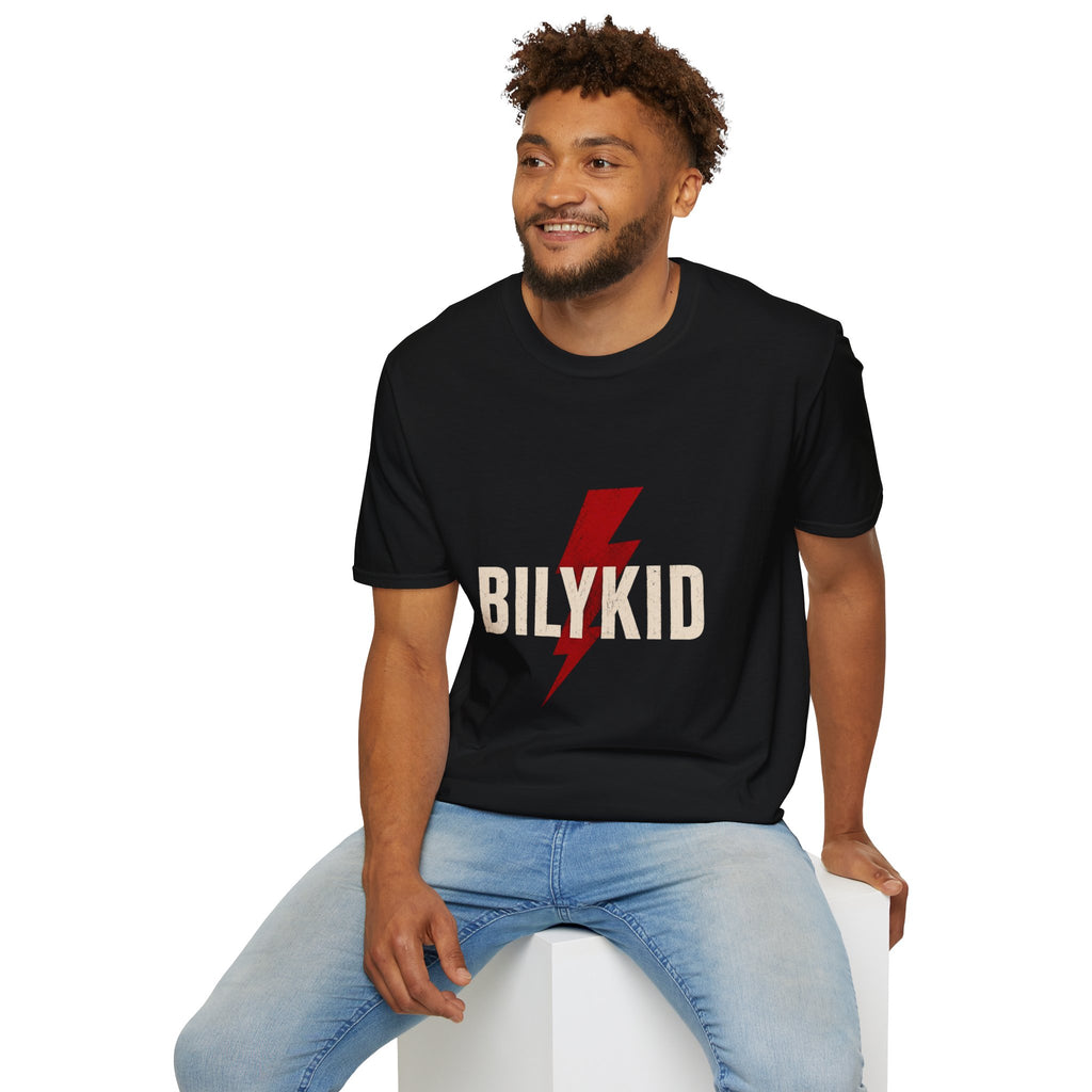 BILYKID Lightning Logo T-Shirt | Vintage Rock Graphic Tee | Minimalist Unisex Black Shirt