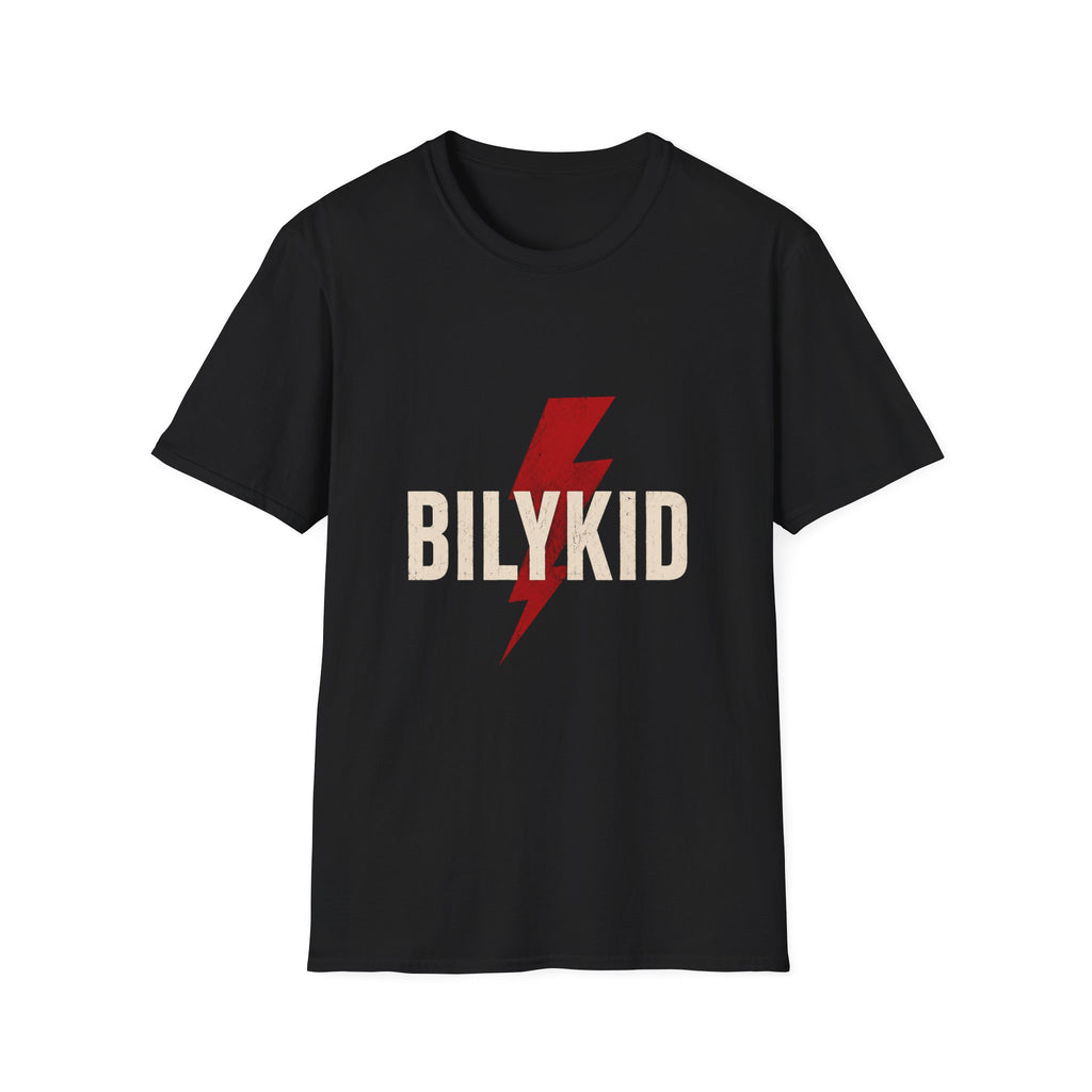 BILYKID Lightning Logo T-Shirt | Vintage Rock Graphic Tee | Minimalist Unisex Black Shirt