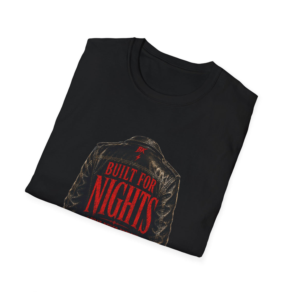 Leather Jacket Noir T-Shirt | Built for Nights Graphic Tee | Dark Aesthetic Rock Shirt | Vintage Biker Style | Unisex Streetwear