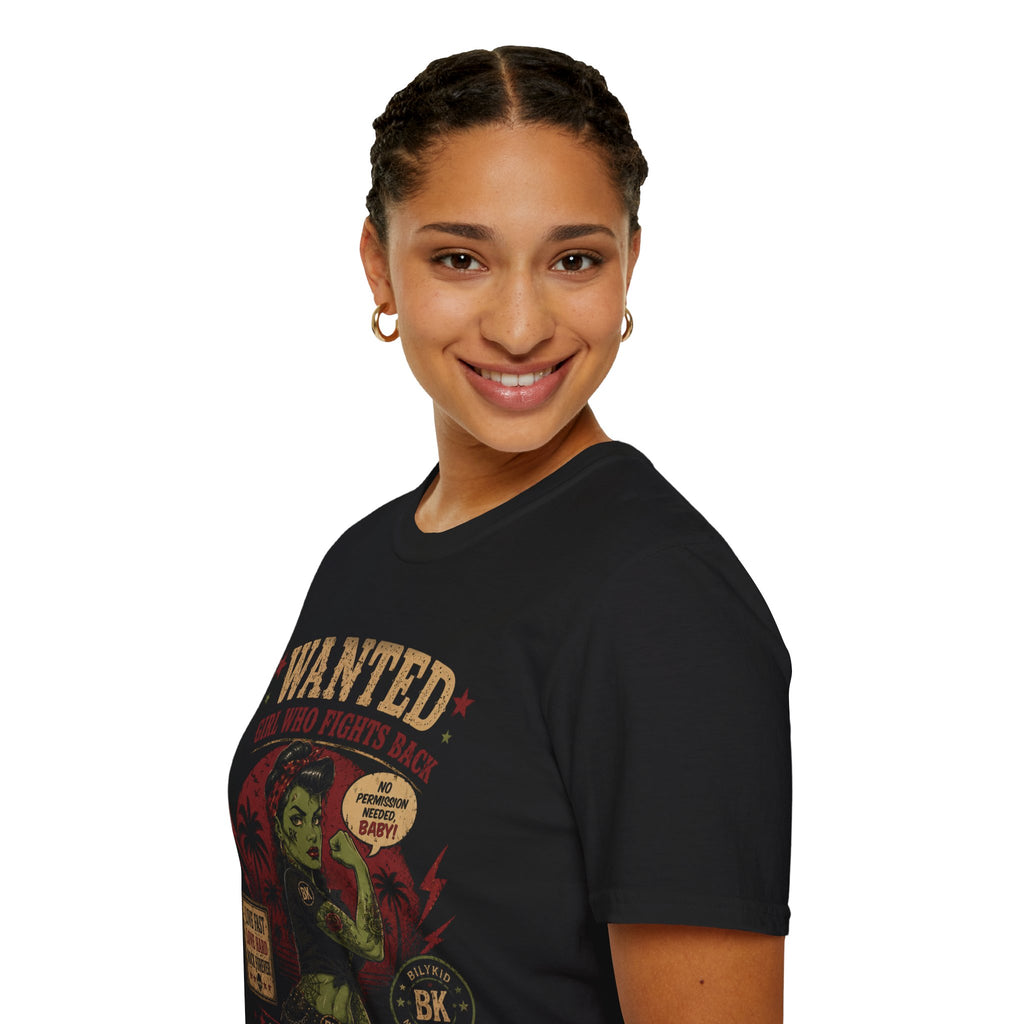Wanted Girl Who Fights Back T-Shirt | Rockabilly Pin-Up Punk Tee | Vintage Tattoo Gothic Alternative Shirt | BILYKID BK