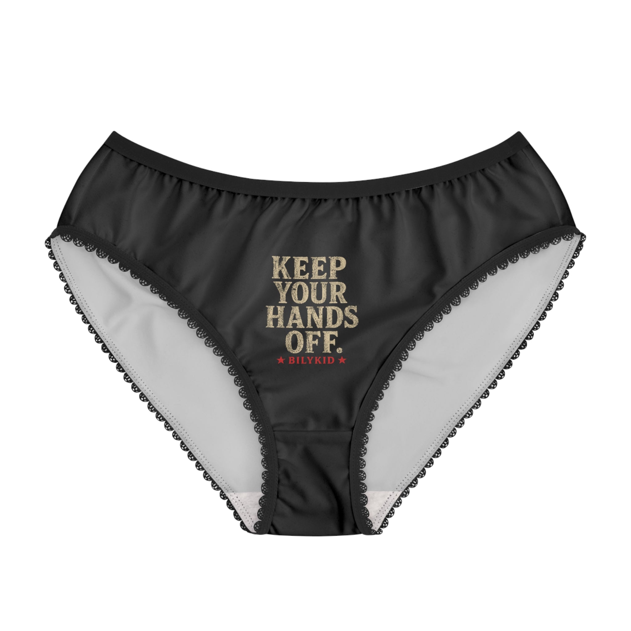 Keep Your Hands Off Women’s Briefs, Funny Panties, Flirty Black Underwear, Cute Lingerie Gift, Sexy Gift for Her, Bilykid