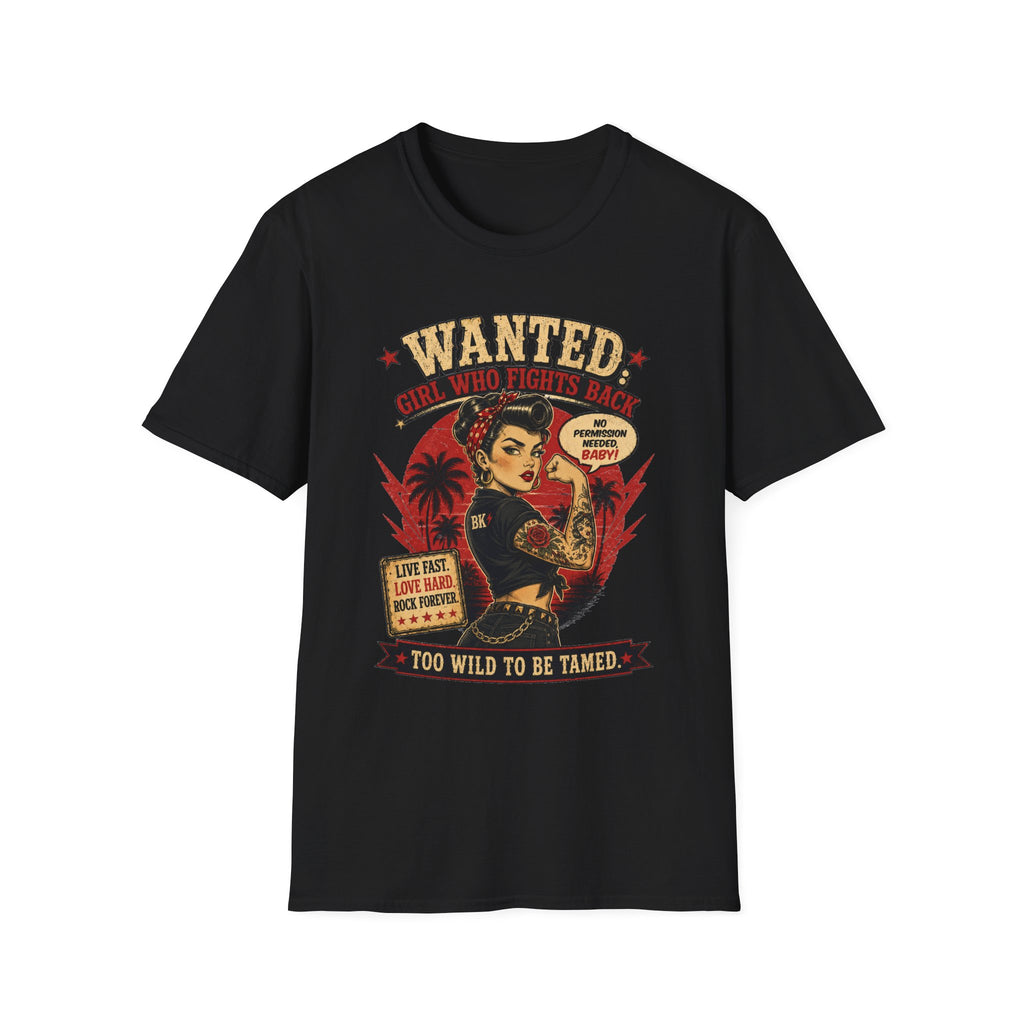 Wanted Girl Who Fights Back – Rockabilly T-Shirt