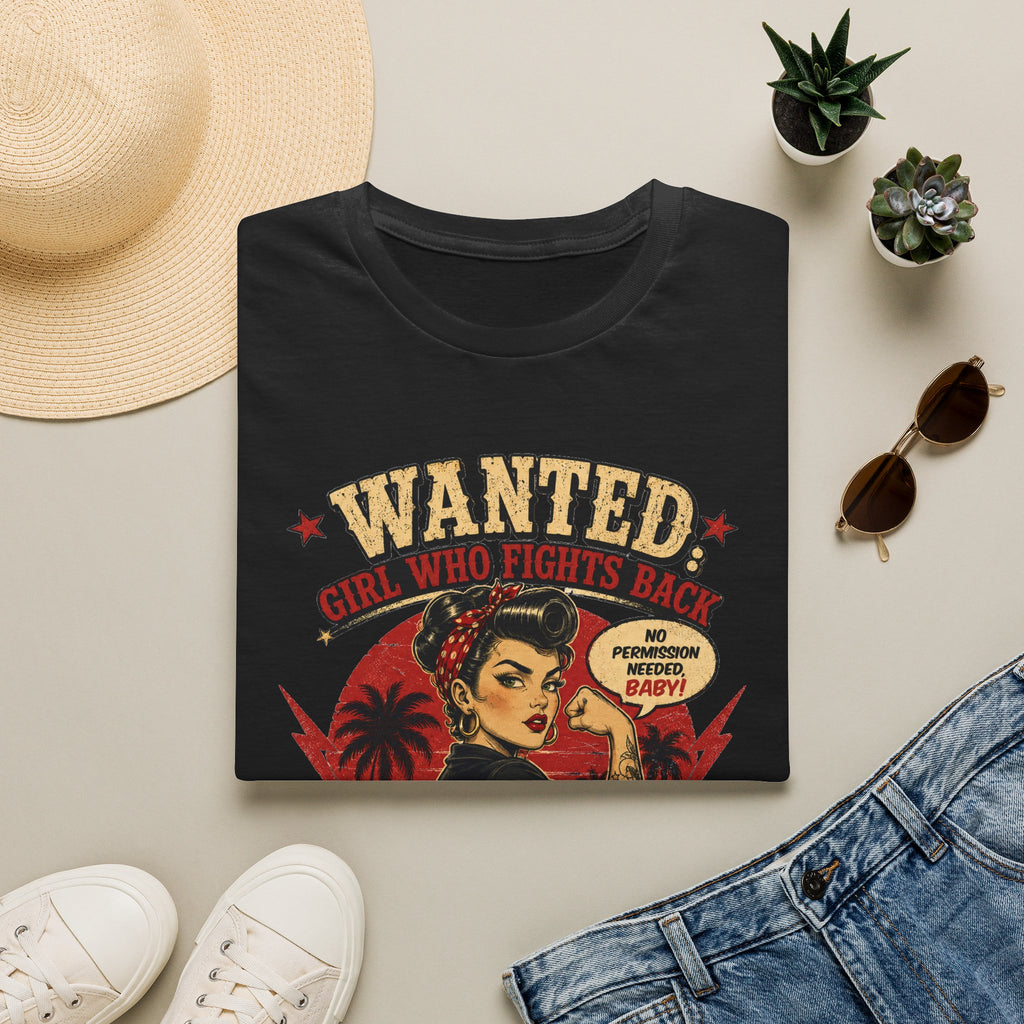 Wanted Girl Who Fights Back – Rockabilly T-Shirt