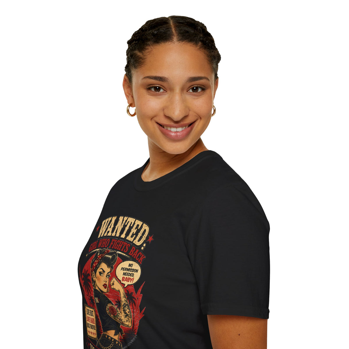 Wanted Girl Who Fights Back – Rockabilly T-Shirt
