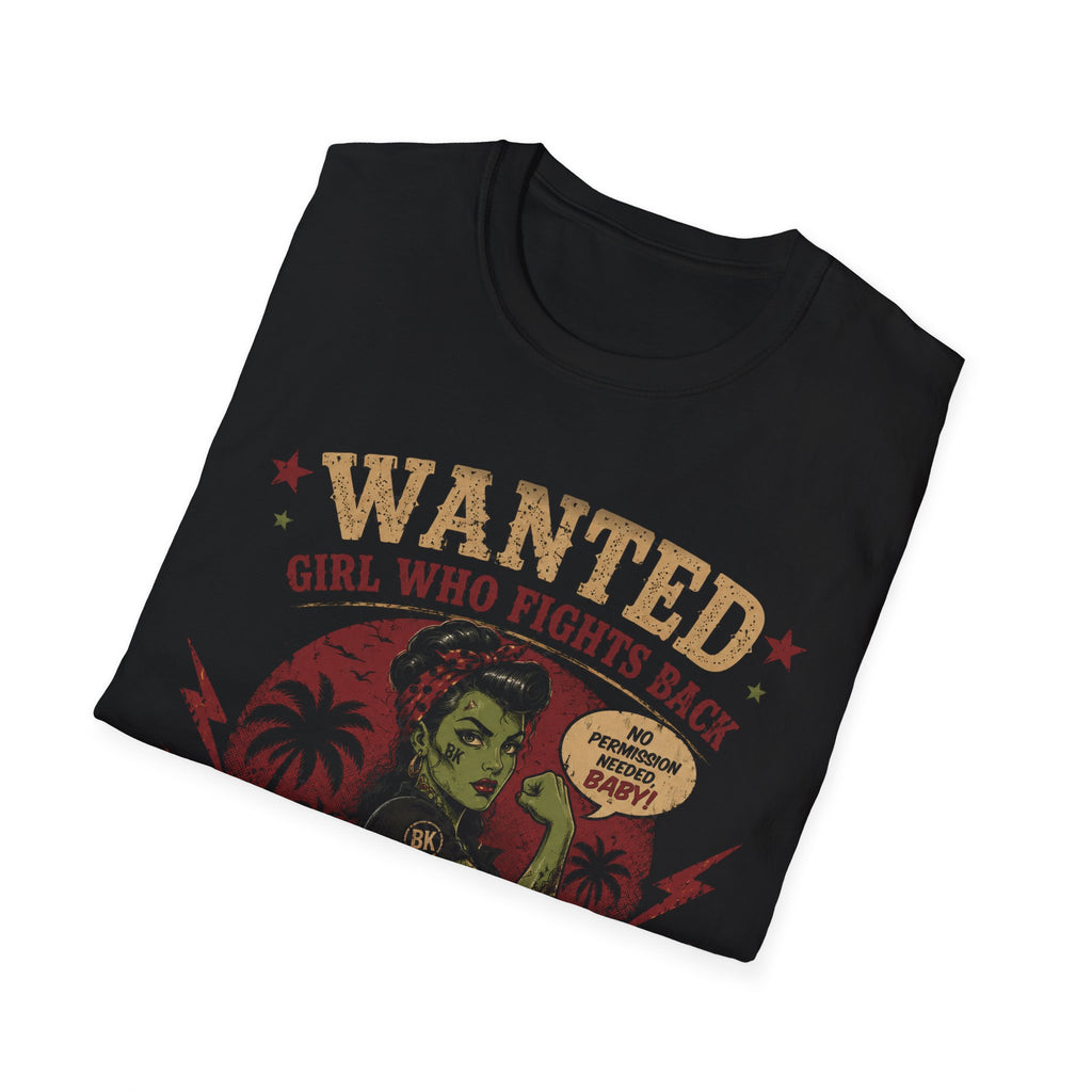 Wanted Girl Who Fights Back T-Shirt | Rockabilly Pin-Up Punk Tee | Vintage Tattoo Gothic Alternative Shirt | BILYKID BK