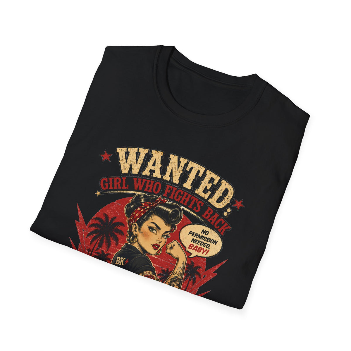 Wanted Girl Who Fights Back – Rockabilly T-Shirt
