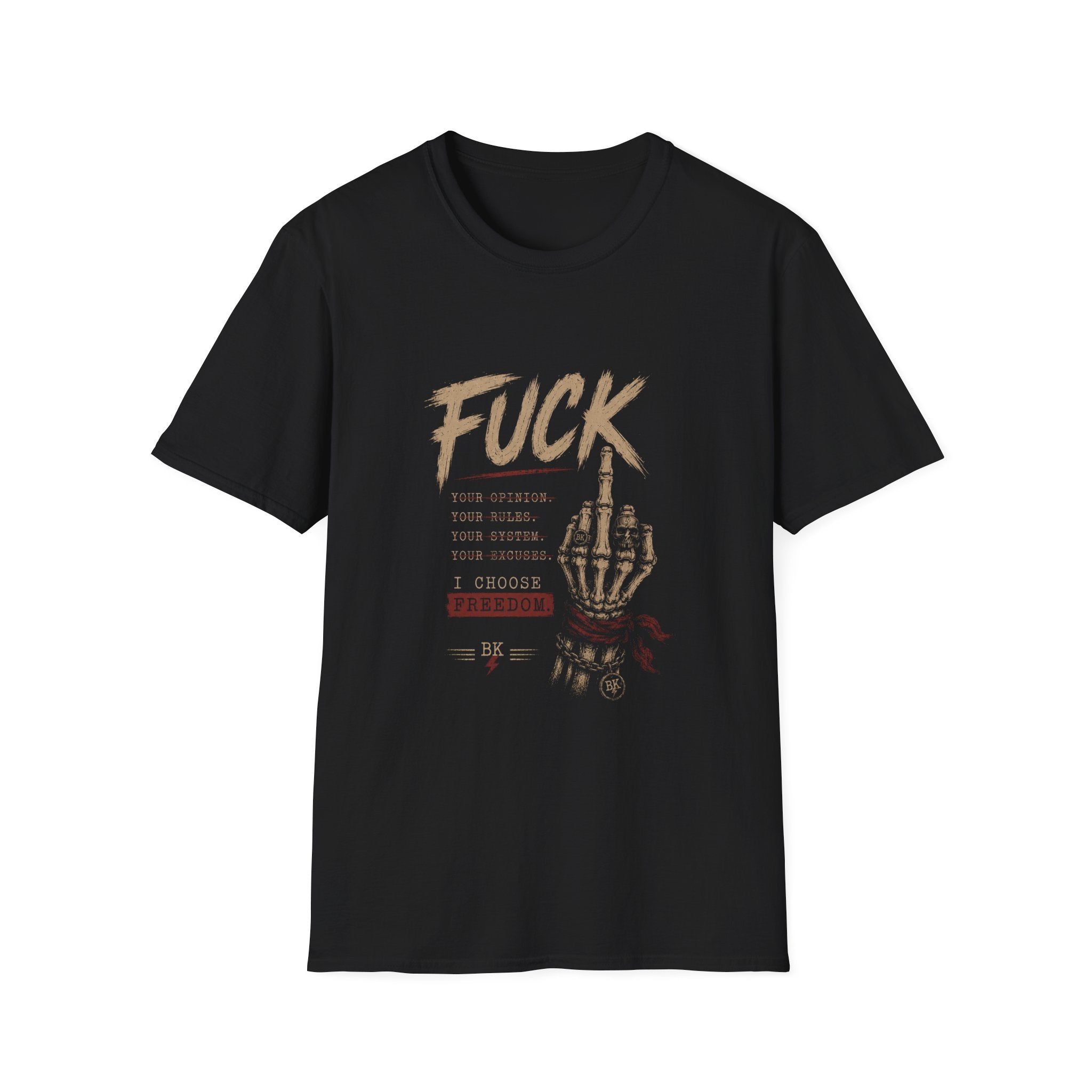 F*CK Freedom T-Shirt, Rebel Graphic Tee, Gothic Skeleton Hand Shirt, Rock Punk Unisex Tee, Alternative Streetwear Gift