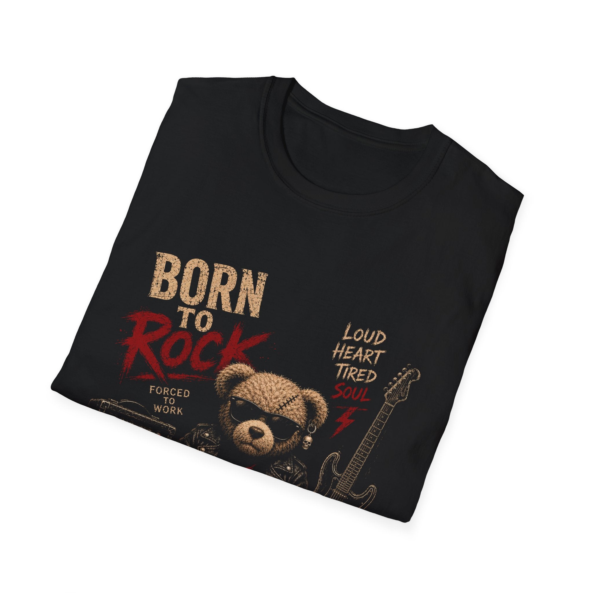 Born to Rock Teddy Bear T-Shirt | Vintage Guitar Punk Tee