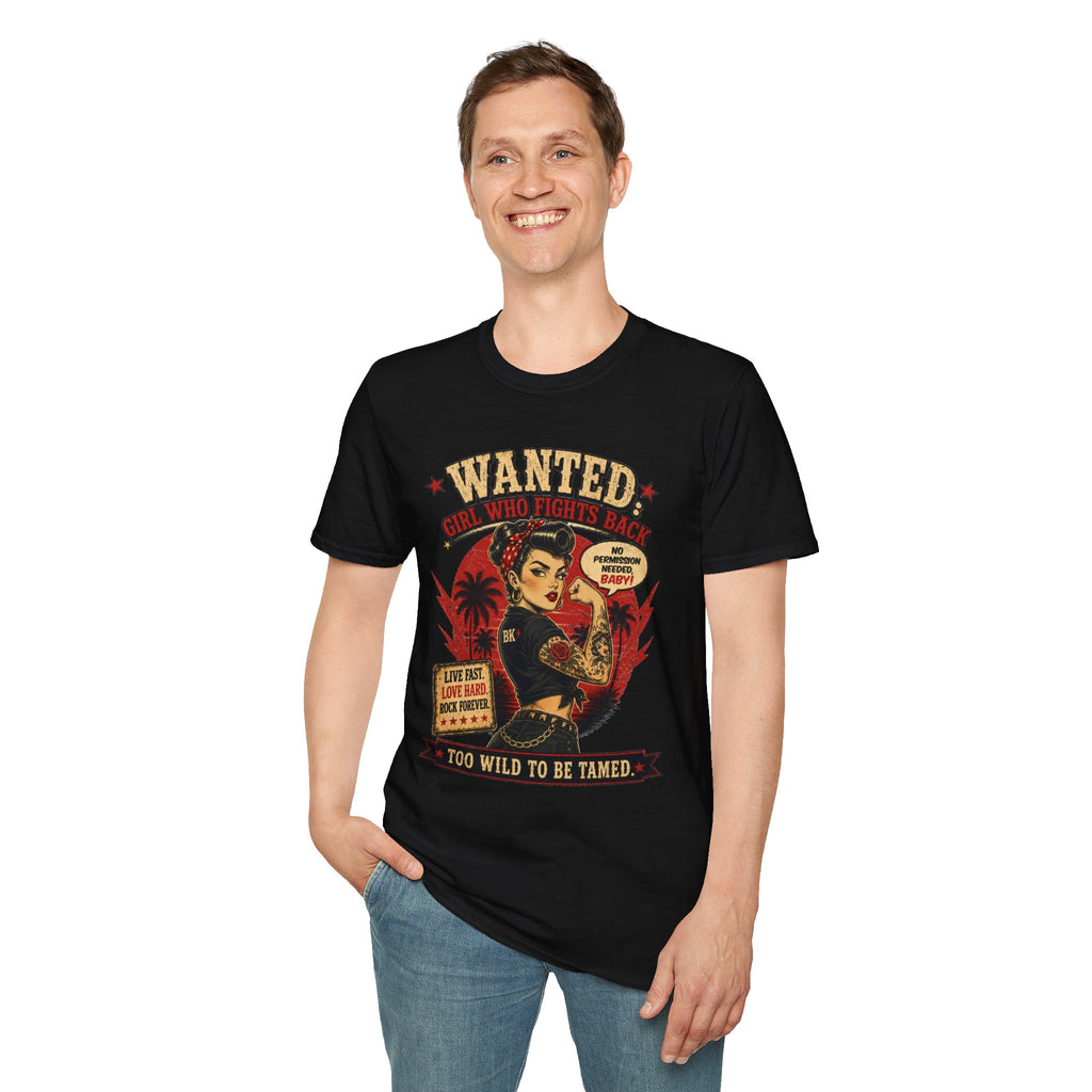 Wanted Girl Who Fights Back – Rockabilly T-Shirt