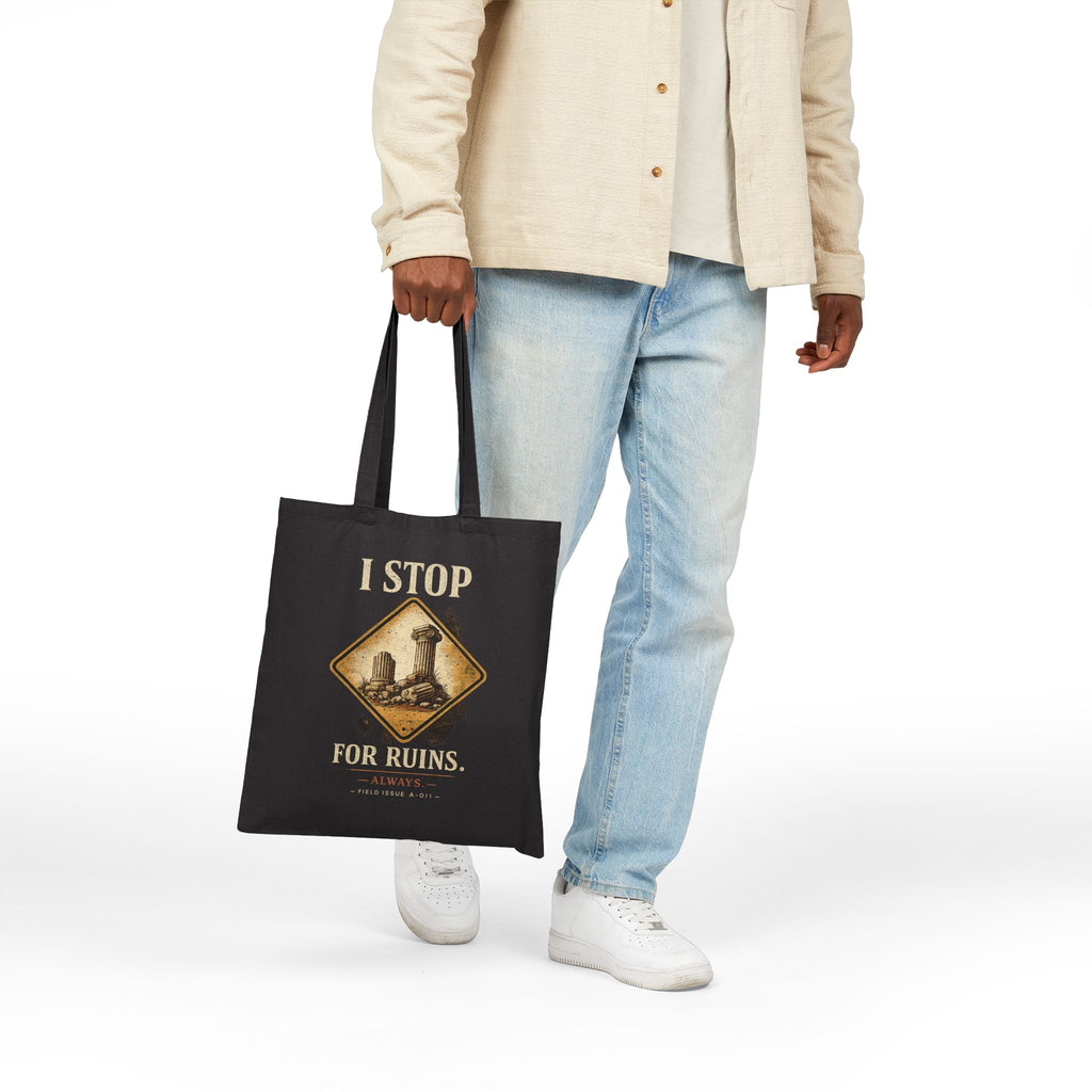 I Stop For Ruins Tote Bag, Archaeology Gift, Ancient Rome Canvas Bag, History Lover Tote, Archaeologist Gift, Museum Bag