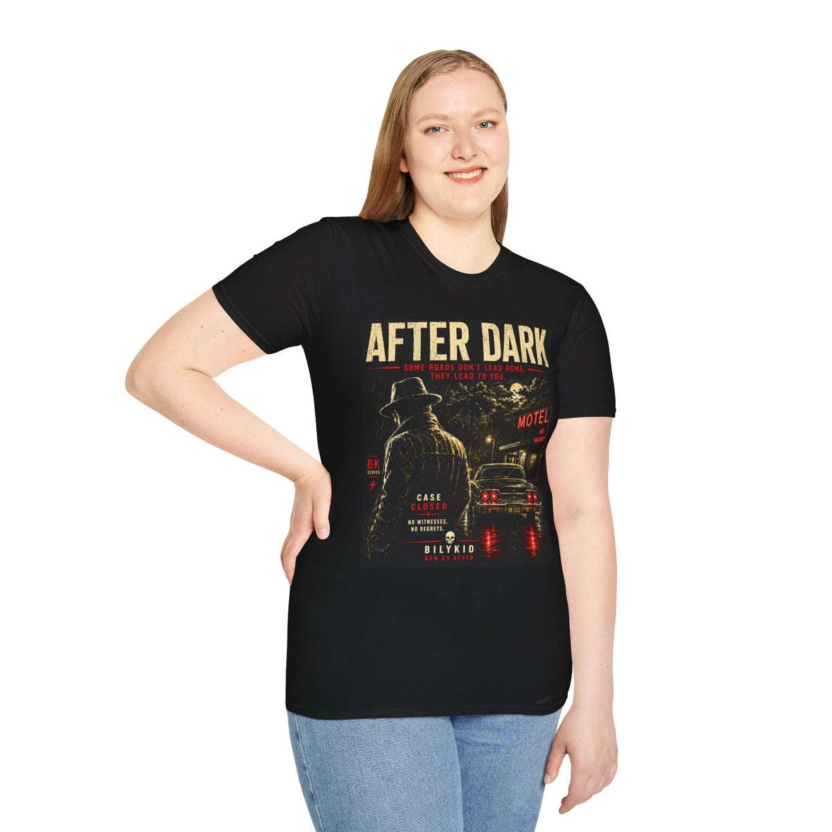 After Dark T-Shirt | Noir Motel Graphic Tee | Vintage Detective Shirt | Retro Car Graphic | Dark Aesthetic Unisex Tee