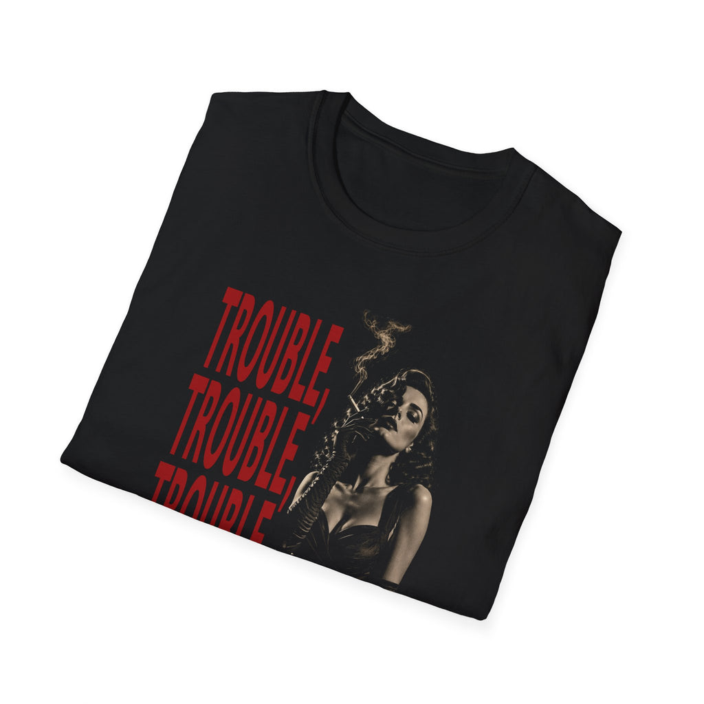 Trouble Trouble Trouble T-Shirt | Noir Femme Fatale Graphic Tee | Vintage Film Noir Shirt | Gothic Rock Streetwear | BILYKID