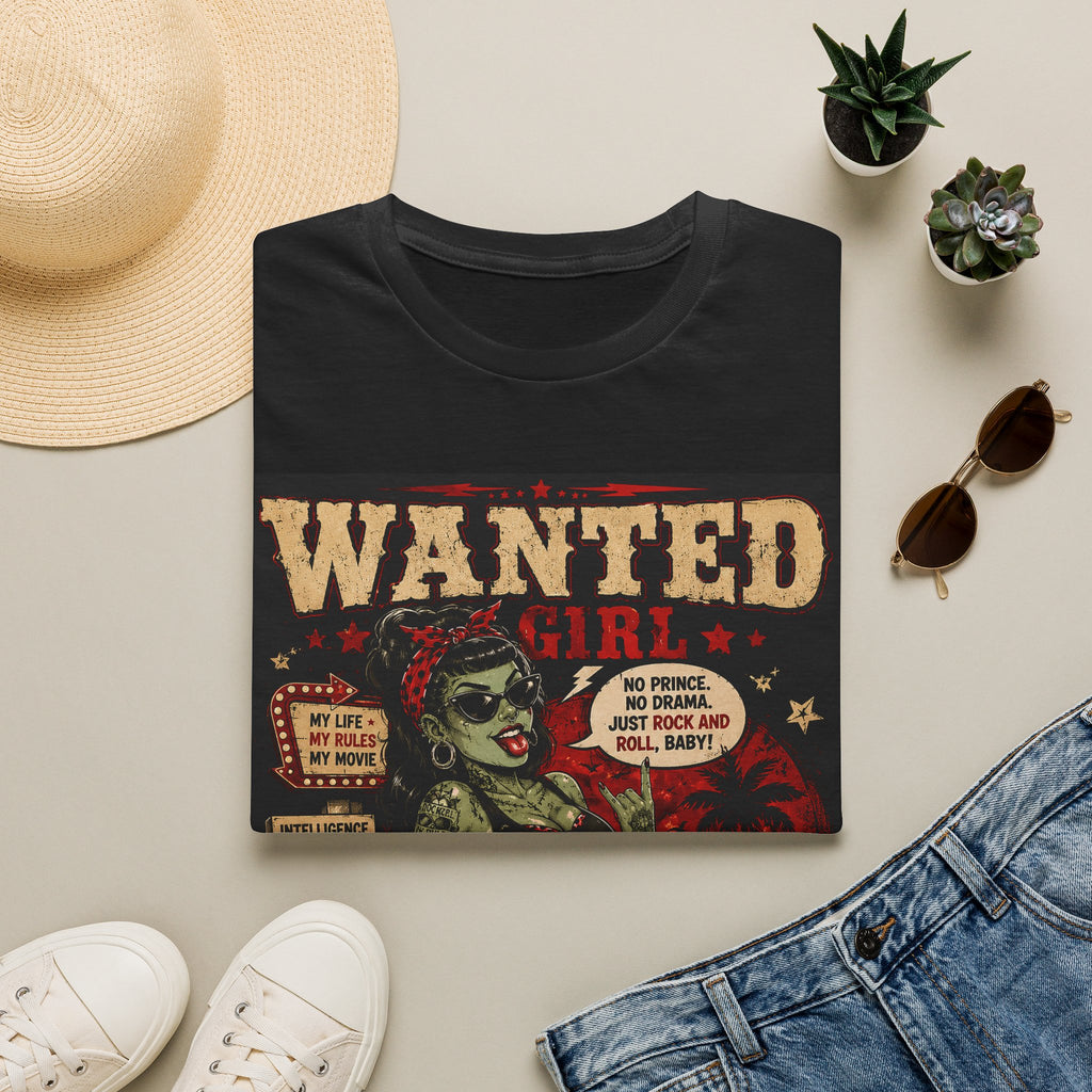 Wanted Girl Vintage Poster T-Shirt | Retro Rockabilly Zombie Pinup Tee