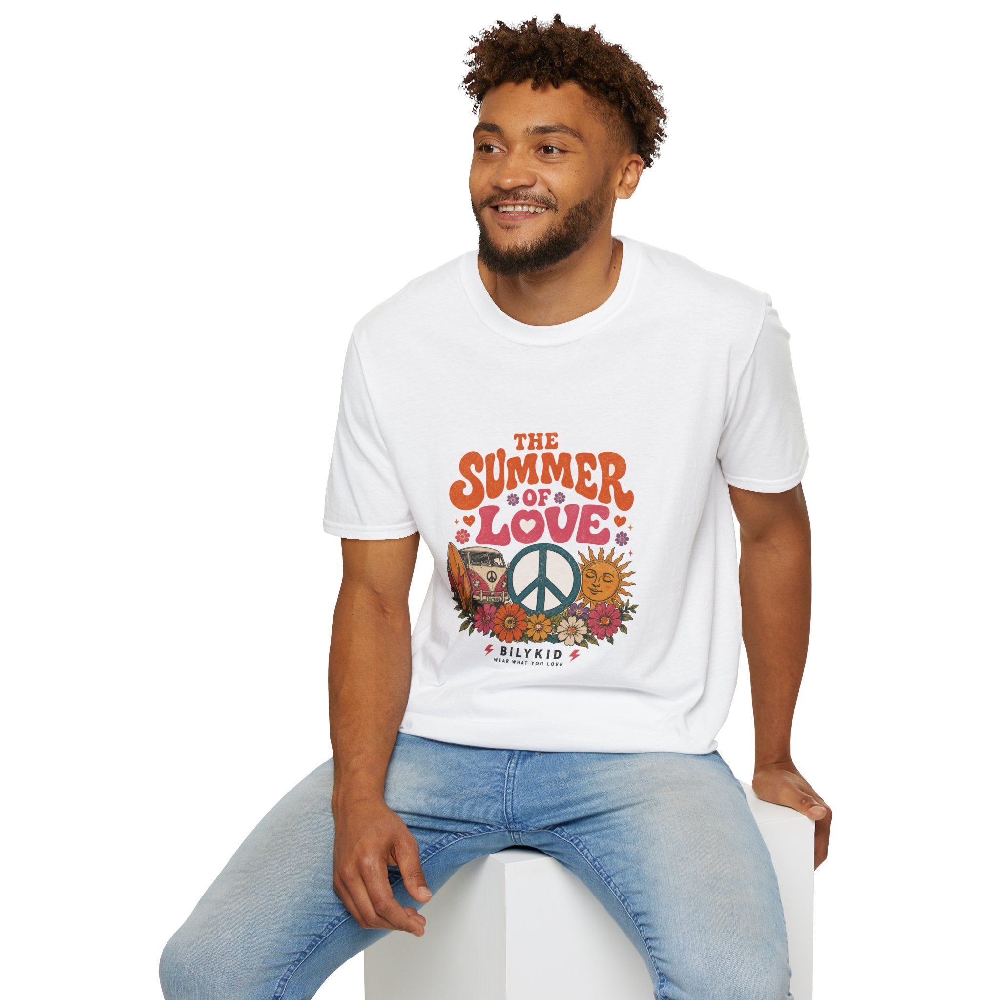 Retro Summer of Love Hippie Van Peace Sign Sun