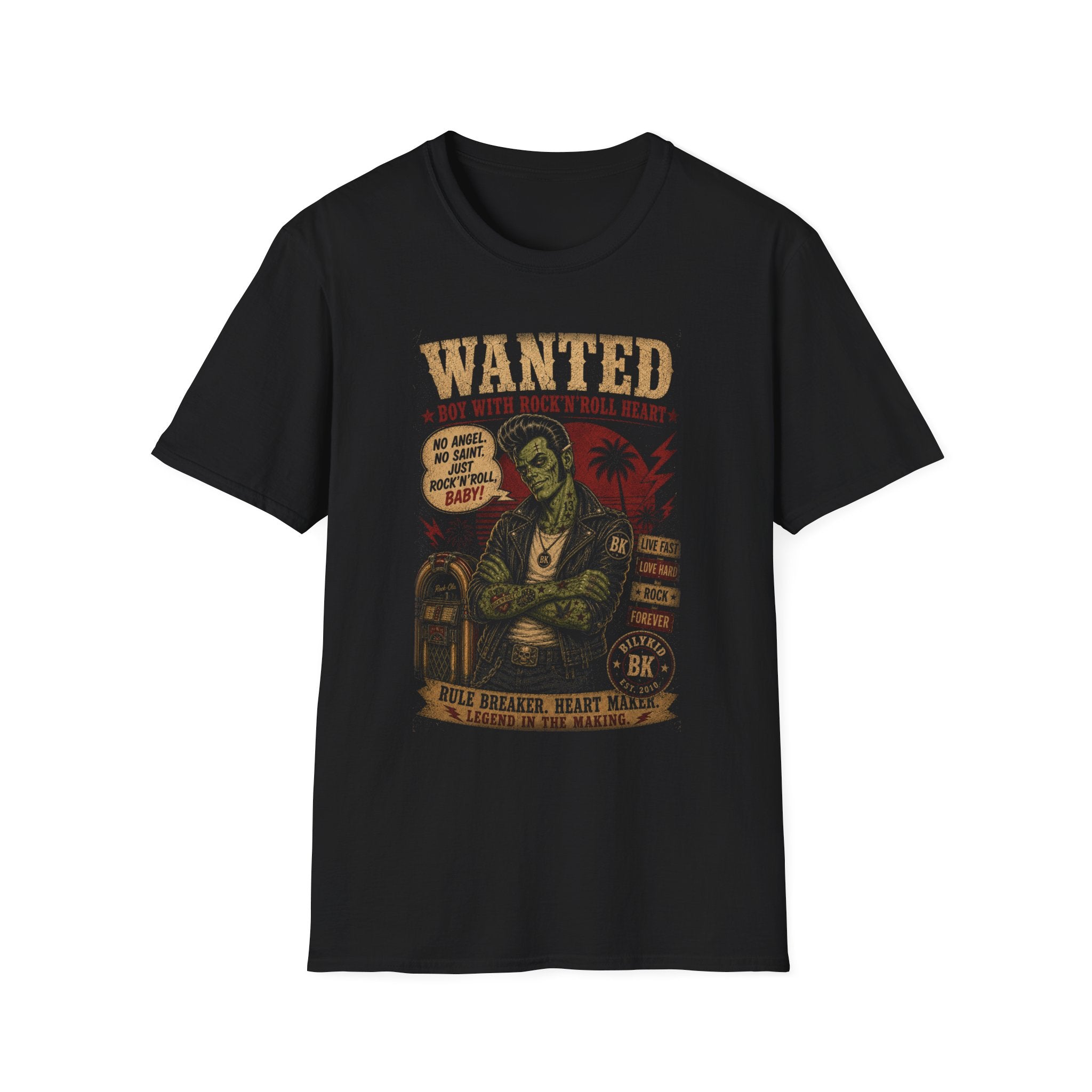 Rockabilly Zombie Shirt | Psychobilly Greaser Tee | Vintage Horror Punk Rock n Roll T-Shirt | Tattoo Gift for Him | BILYKID Wanted Boy