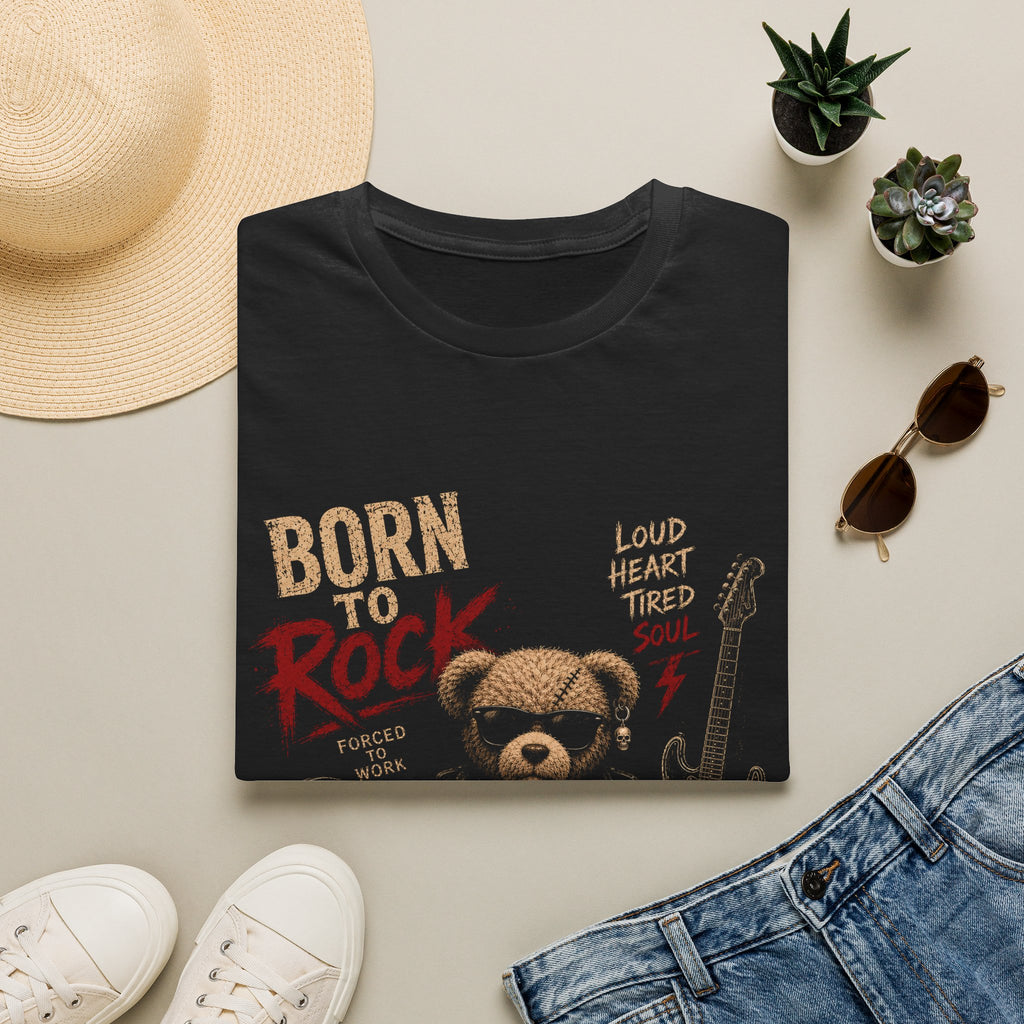 Born to Rock Teddy Bear T-Shirt | Vintage Guitar Punk Tee