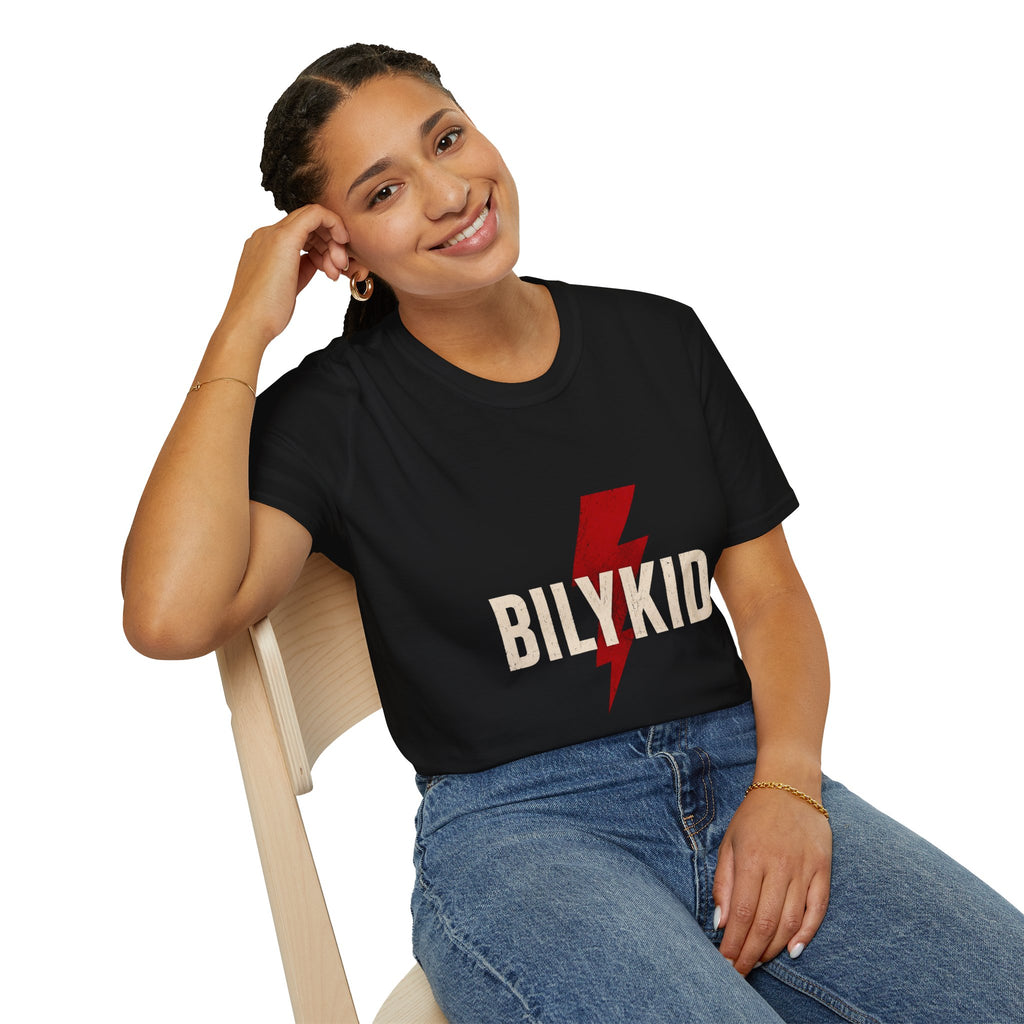 BILYKID Lightning Logo T-Shirt | Vintage Rock Graphic Tee | Minimalist Unisex Black Shirt