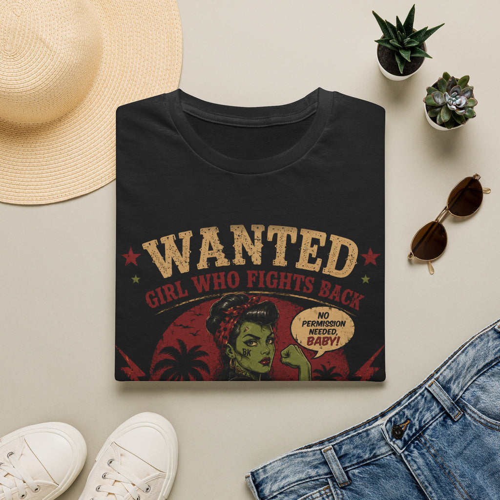 Wanted Girl Who Fights Back T-Shirt | Rockabilly Pin-Up Punk Tee | Vintage Tattoo Gothic Alternative Shirt | BILYKID BK