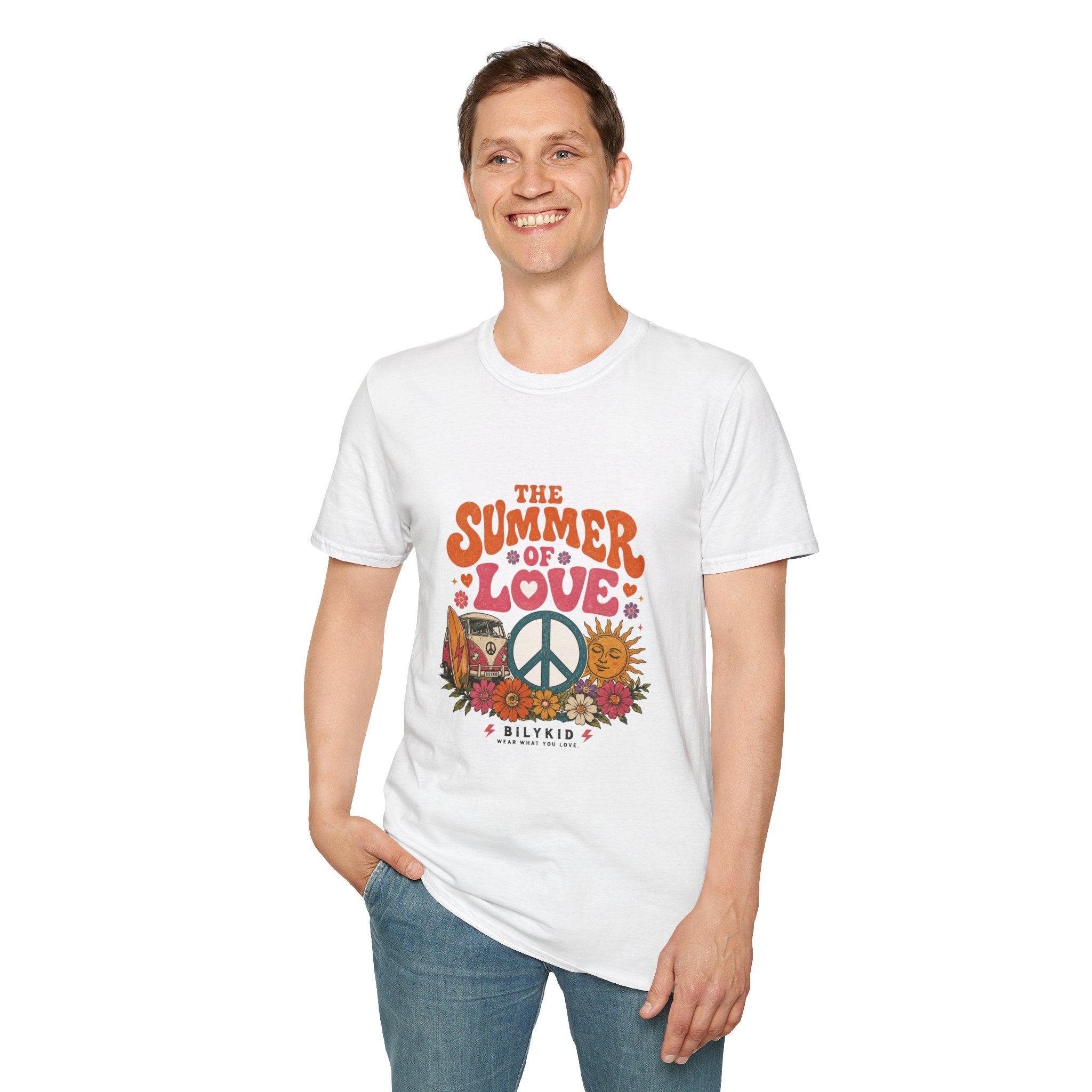 Retro Summer of Love Hippie Van Peace Sign Sun