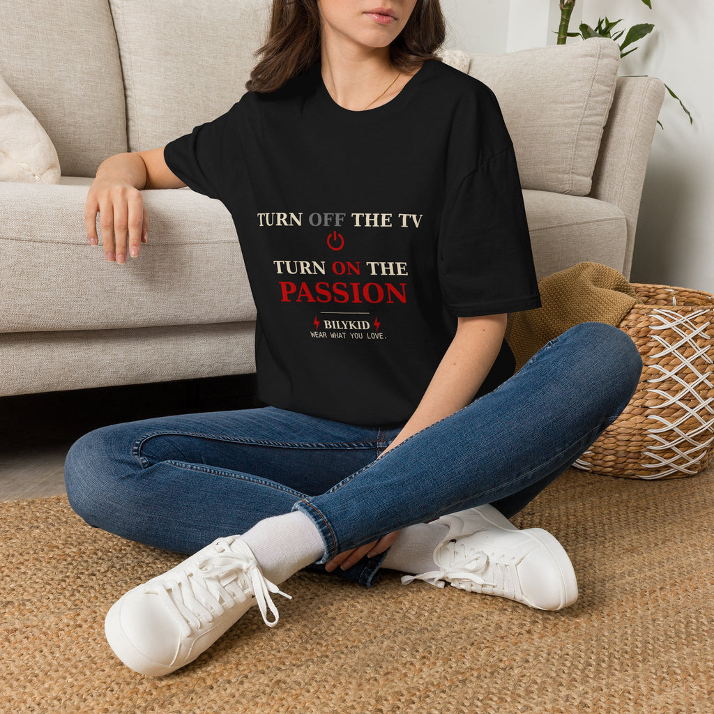 Turn Off the TV Turn On the Passion T-Shirt | Funny Couple Shirt | Romantic Humor Tee | Date Night Gift | Unisex Graphic Tee