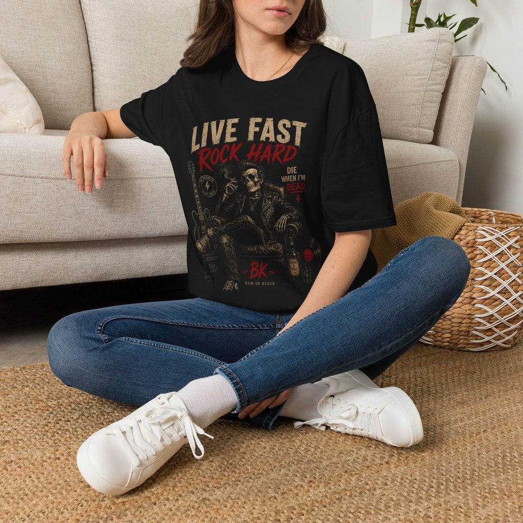Live Fast Rock Hard T-Shirt | Vintage Rock Band Skull Graphic