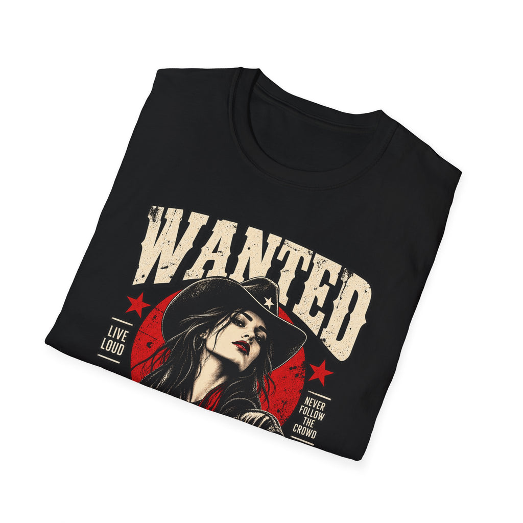 Western Goth T-Shirt, Wanted Rebel Woman Tee, Alternative Cowgirl Shirt, Rockabilly Graphic Tee, BILYKID