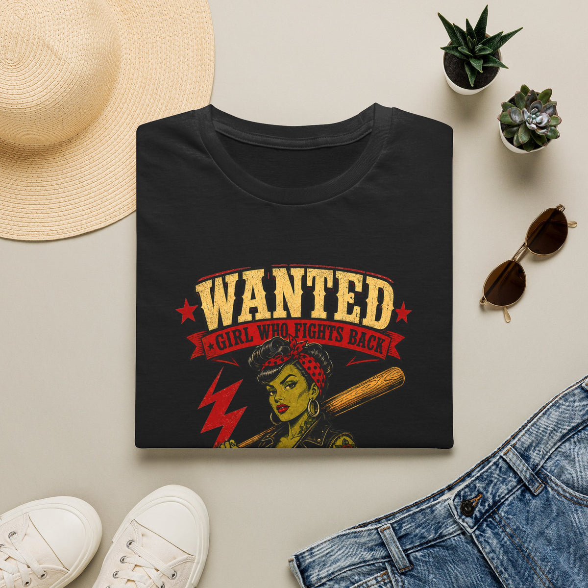 Wanted Girl Who Fights Back T-Shirt, Rockabilly Zombie Pin Up Tee, Psychobilly Shirt, Empowered Woman Gift, Vintage Wanted Poster Tee