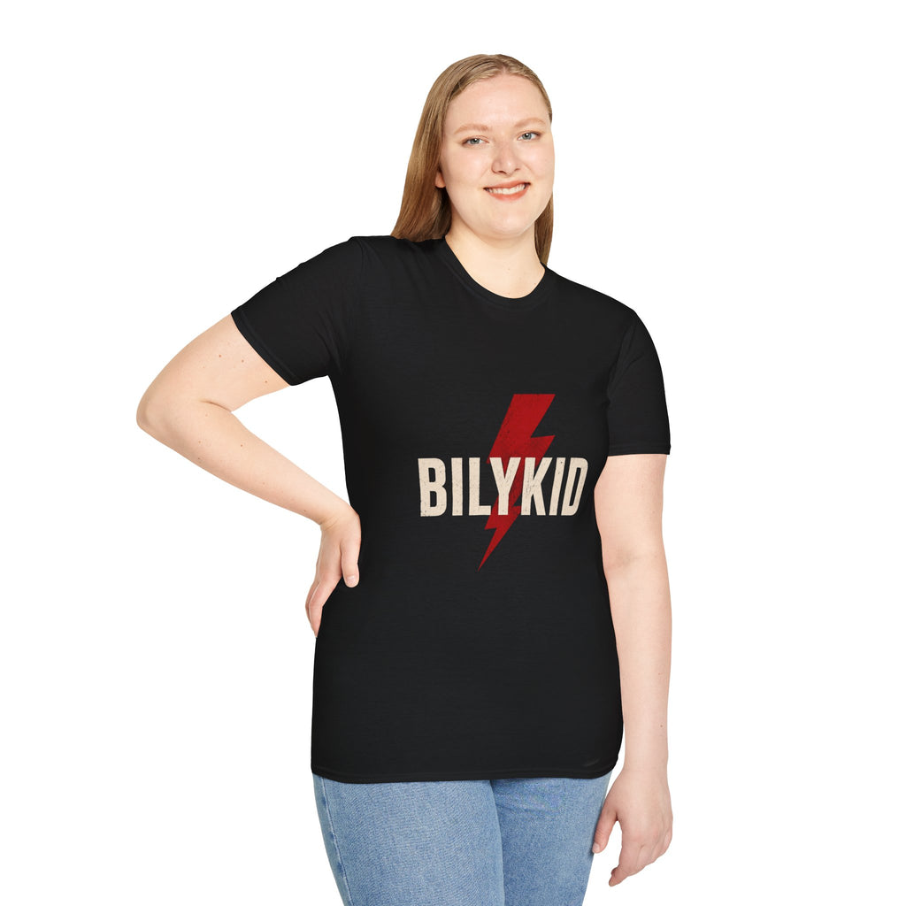 BILYKID Lightning Logo T-Shirt | Vintage Rock Graphic Tee | Minimalist Unisex Black Shirt
