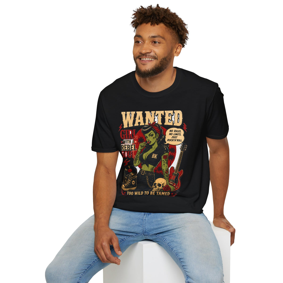 Wanted Girl Rebel Soul T-Shirt | Vintage Pinup Biker Artwork