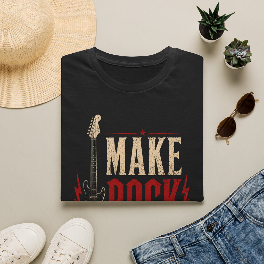Make Rock Great Again T-Shirt, Vintage Rock Shirt, Guitar Graphic Tee, Music Lover Gift, Rock and Roll Tee, Unisex Black Shirt