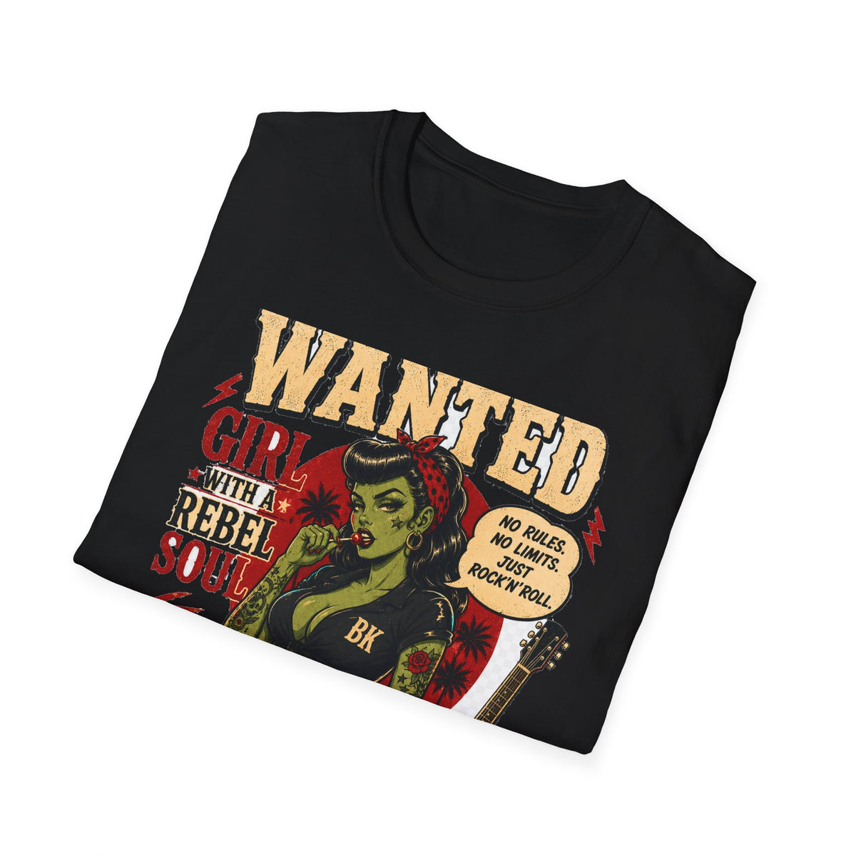 Wanted Girl With Rebel Soul T-Shirt | Rockabilly Zombie | Punk Rock Tattoo Shirt | Gothic Alternative Clothing | Vintage Horror Gift