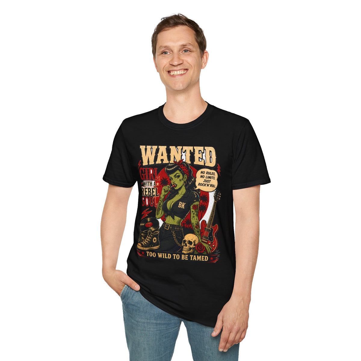Wanted Girl Rebel Soul T-Shirt | Vintage Pinup Biker Artwork