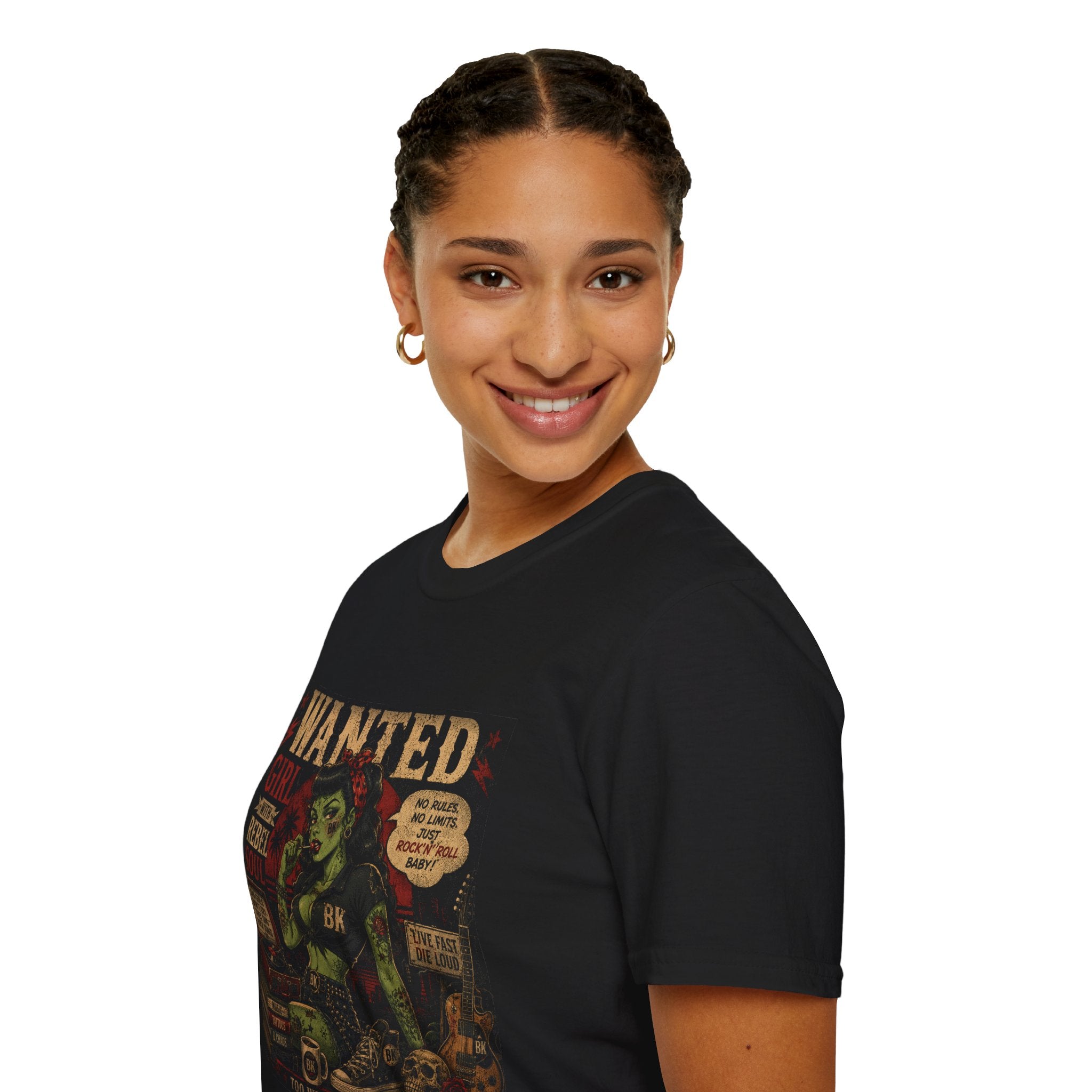 Wanted Girl Rebel Soul T-Shirt | Vintage Pinup Biker Artwork