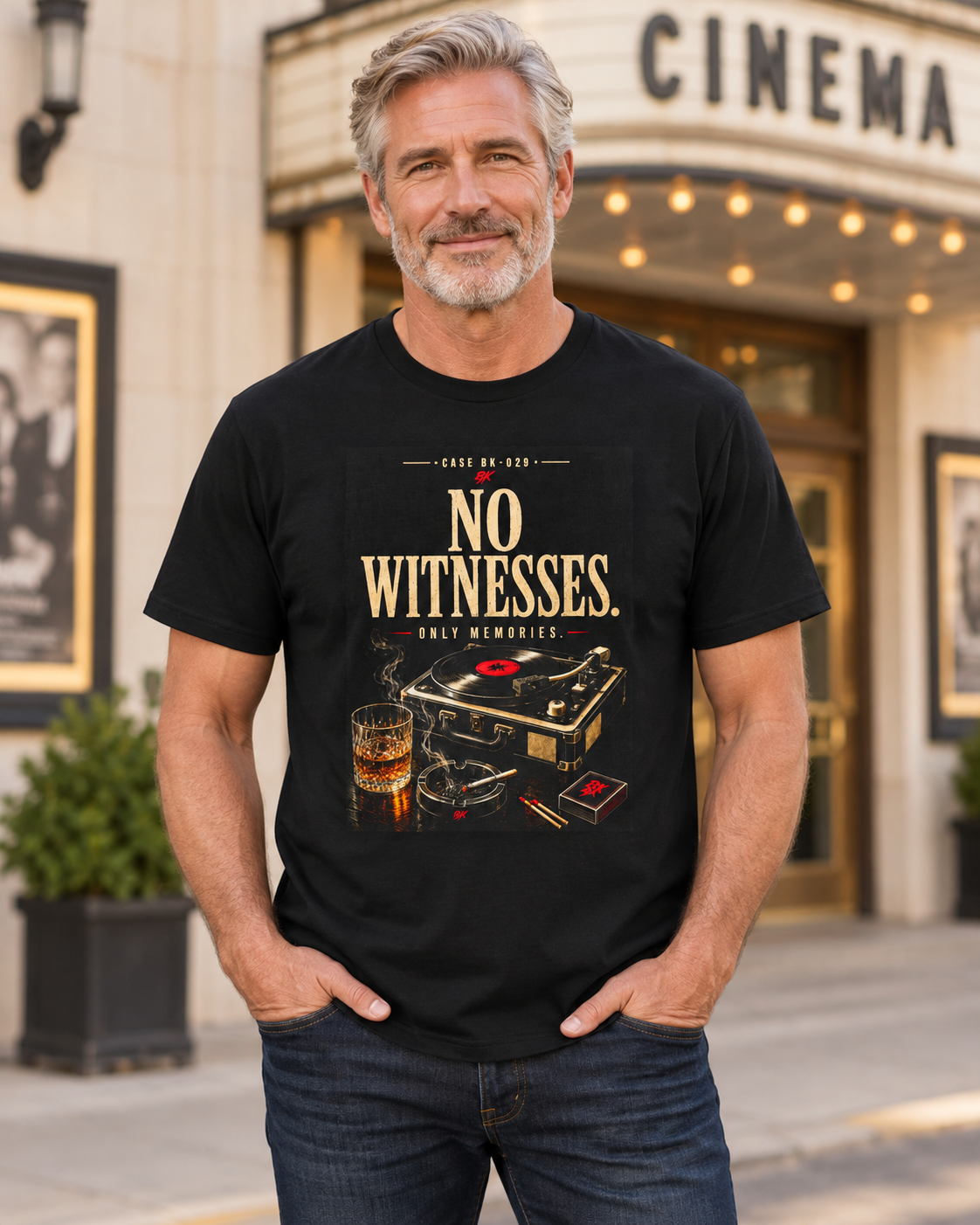 Modelo con camiseta witness de BILYKID. Simulación con IA; ajuste orientativo.